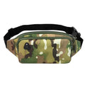 Prowalk tactical fanny pack for men and women, made of durable nylon, available in multicam or black, designed for running, cycling, and outdoor activities, featuring double zippers and adjustable strap for hands-free carry.
